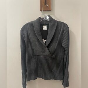 NIKE Women's Size XS Dark Gray Yoga Luxe Ribbed Cover-Up Sweater NWT